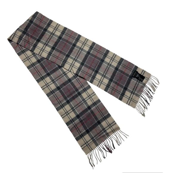 Barbour Made in England Winter Tartan Lambswool Plaid Check Fringe Scarf - Picture 1 of 7
